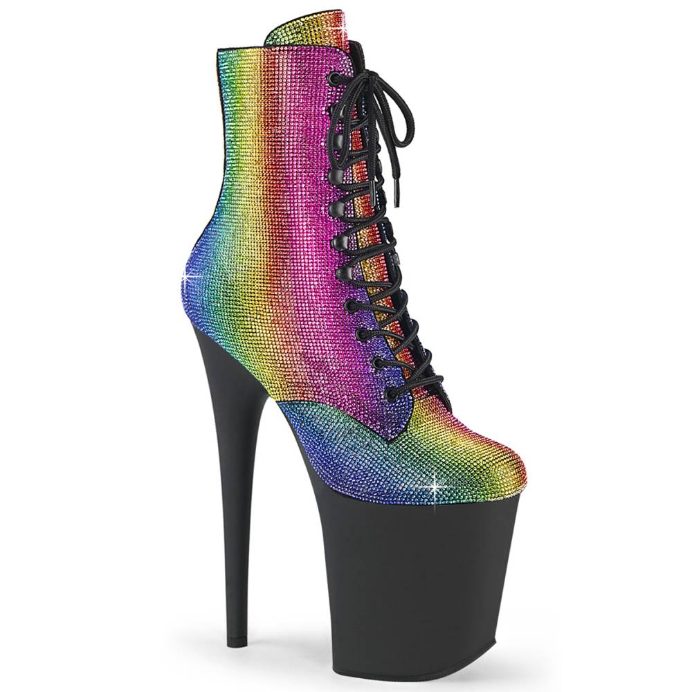 Pleaser - FLAMINGO-1020RS Plateau Laarzen, Paaldans schoenen - Regenboog/Zwart